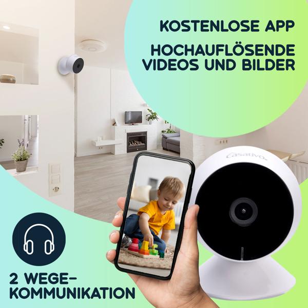 3er-Set Hochauflösende Full-HD IP-Überwachungskamera, IR-Nachtsicht, Live View per App, 2 Wege Kommunikation, Bewegungs- u. Personenerkennung