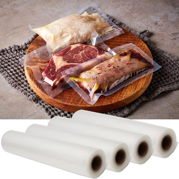 Vakuumier Folienschläuche, 28 x 500 cm, Profi Qualität, 4er Set, für Balken-Vakuumierer u. Schweissgeräte, BPA-frei, perfekt auch als Sous Vide Beutel