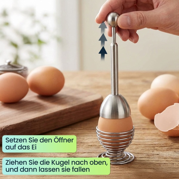2er-Set Eierköpfer aus Edelstahl, praktischer Eieröffner für harte und weiche Eier, ohne Zersplittern, spülmaschinen-geeignet