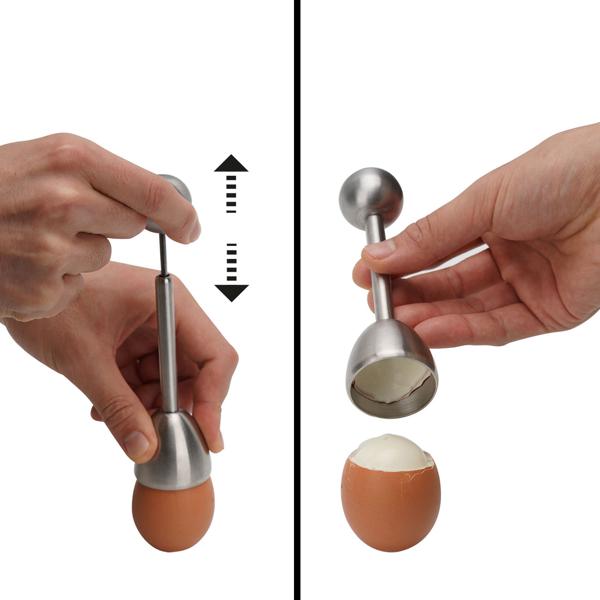4er-Set Eierköpfer aus Edelstahl, praktischer Eieröffner für harte und weiche Eier, ohne Zersplittern, spülmaschinen-geeignet