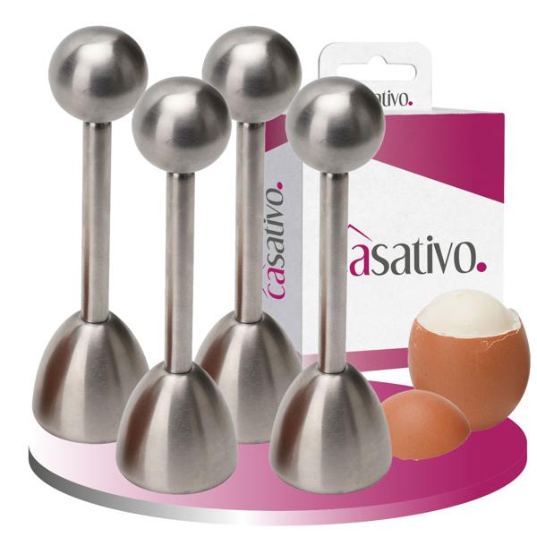4er-Set Eierköpfer aus Edelstahl, praktischer Eieröffner für harte und weiche Eier, ohne Zersplittern, spülmaschinen-geeignet