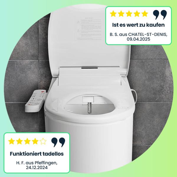 2er-Set Smarter Premium Dusch-WC-Sitz mit Warmluft-Fön, Toilettenaufsatz mit Sitzheizung, Absenkautomatik und App