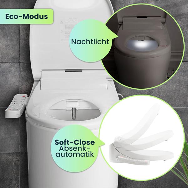 2er-Set Smarter Premium Dusch-WC-Sitz mit Warmluft-Fön, Toilettenaufsatz mit Sitzheizung, Absenkautomatik und App