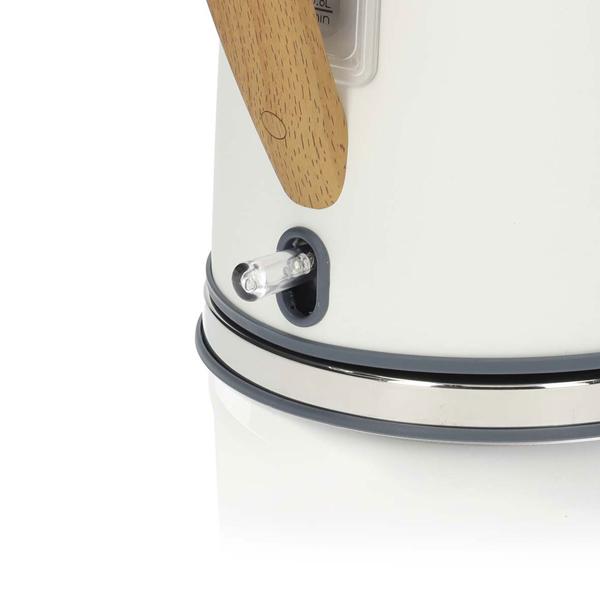 Eleganter Design Wasserkocher (1.7L, 2200W) in Weiss – Edelstahl, 360° drehbar, Soft-Touch – Stilvolles & komfortables Wassererhitzen