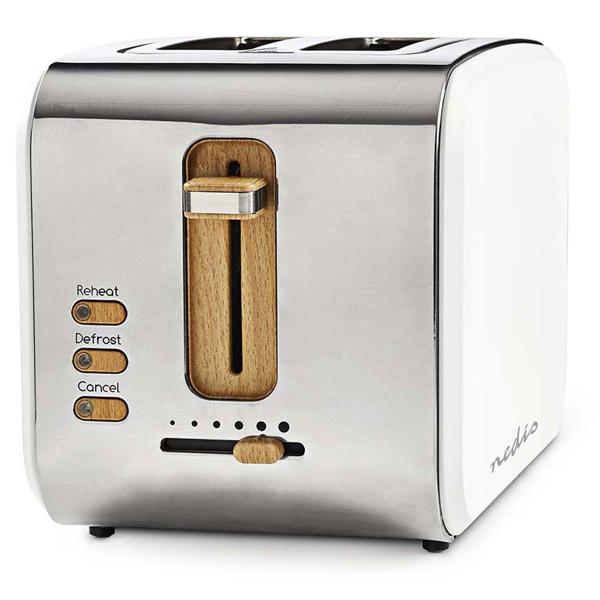 Design Toaster 900W - Soft Touch, 6 Röststufen, Auftaufunktion - extra breite Schlitze, Edelstahl, weiss, für knusprigen Toast & Frühstück