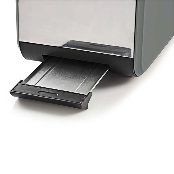 Design Toaster Soft Touch - 900 W Leistung, 6 Röststufen, Auftaufunktion - extra breite Schlitze, Edelstahl- & Holzoptik, grau