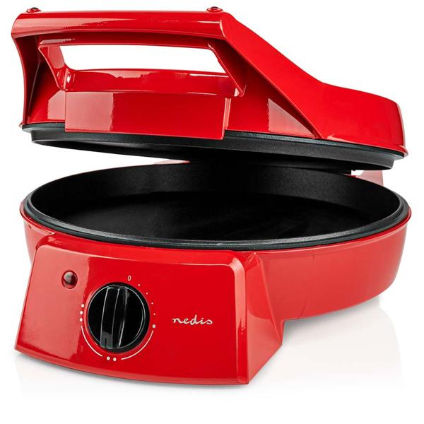Elektrischer Pizzaofen & Tischgrill, Ø 30 cm, rot, 1800 W, antihaftbeschichtet, schnelles Aufheizen, knusprige Pizza, ideal für Party & Familie