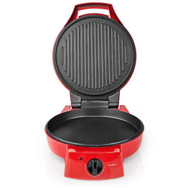 Elektrischer Pizzaofen & Tischgrill, Ø 30 cm, rot, 1800 W, antihaftbeschichtet, schnelles Aufheizen, knusprige Pizza, ideal für Party & Familie