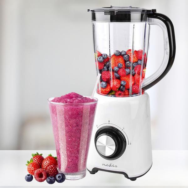 Standmixer 800W - Ideal für Smoothies & Saucen - 1.5L Kapazität - Robuste Edelstahlklingen - 2 Geschwindigkeiten - Impulsfunktion - Weiss