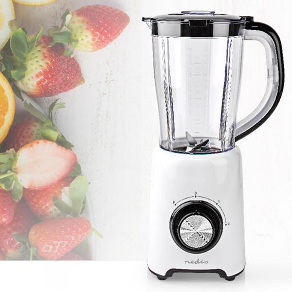 Standmixer 800W - Ideal für Smoothies & Saucen - 1.5L Kapazität - Robuste Edelstahlklingen - 2 Geschwindigkeiten - Impulsfunktion - Weiss