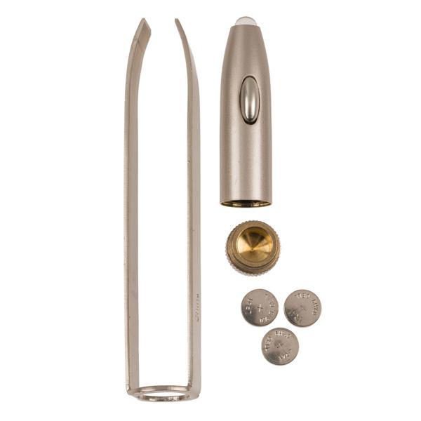 Pinzette mit LED Beleuchtung - Präzises Zupfen von Wimpern & Augenbrauen - Splitterentfernung - Robuste Edelstahl-Konstruktion - Inkl. Batterien - Ideal für Reisen