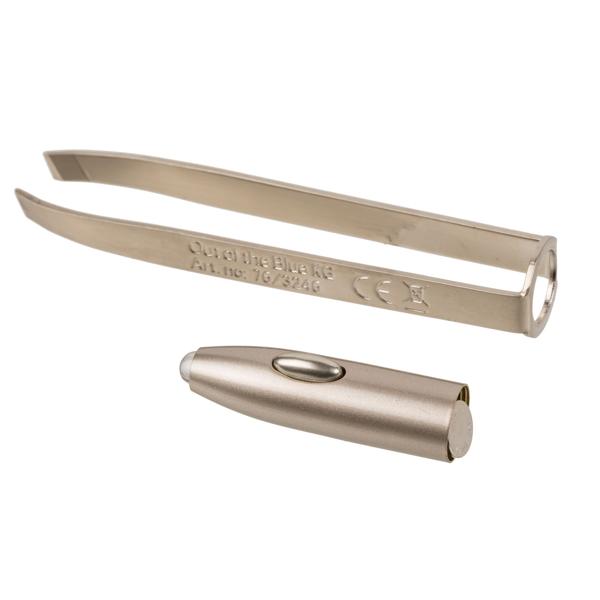 Pinzette mit LED Beleuchtung - Präzises Zupfen von Wimpern & Augenbrauen - Splitterentfernung - Robuste Edelstahl-Konstruktion - Inkl. Batterien - Ideal für Reisen