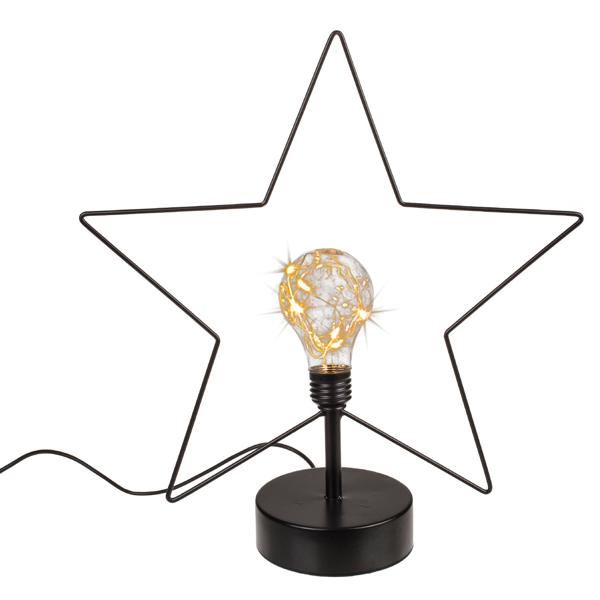 Tischleuchte Stern - 8 LEDs, USB-Kabel, Schwarz, Metall, Kunststoff - Dekoratives Stimmungslicht für Zuhause - Energieeffizient, langlebig