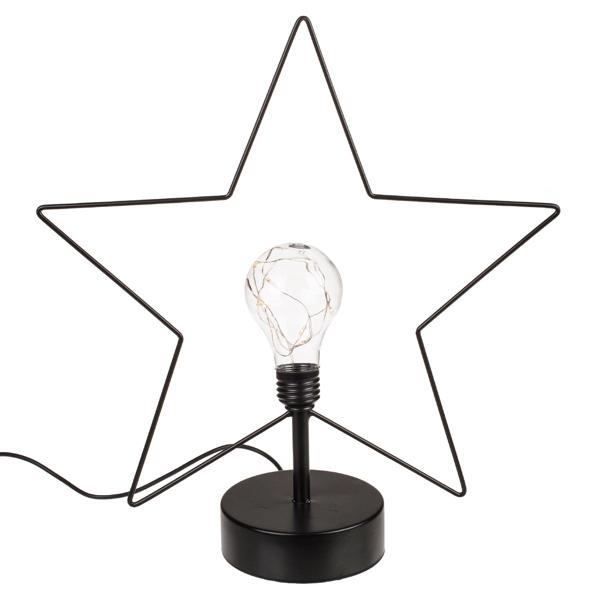 Tischleuchte Stern - 8 LEDs, USB-Kabel, Schwarz, Metall, Kunststoff - Dekoratives Stimmungslicht für Zuhause - Energieeffizient, langlebig