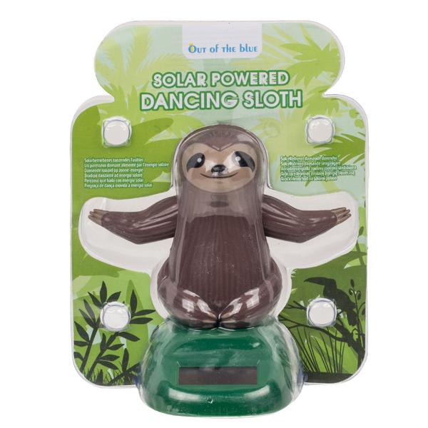 Wackel-Faultier mit Solarzelle - lustige Dekofigur für Schreibtisch & Hutablage - agiles Wackeln, solarbetrieben, umweltfreundlich - 10x6x10,5 cm