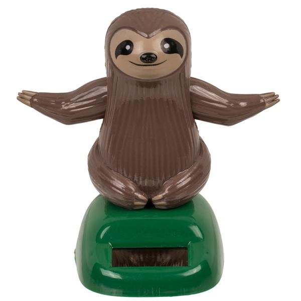 Wackel-Faultier mit Solarzelle - lustige Dekofigur für Schreibtisch & Hutablage - agiles Wackeln, solarbetrieben, umweltfreundlich - 10x6x10,5 cm