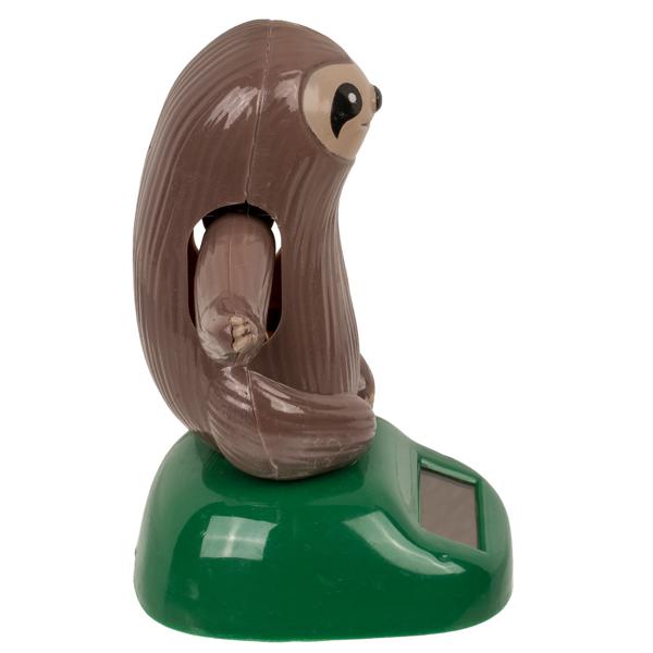 Wackel-Faultier mit Solarzelle - lustige Dekofigur für Schreibtisch & Hutablage - agiles Wackeln, solarbetrieben, umweltfreundlich - 10x6x10,5 cm