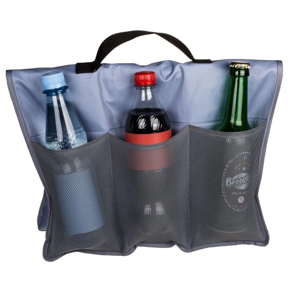 Fahrrad Kühltasche 40x60 cm - für 6 Flaschen/Dosen kühl halten - inkl. Kühlpacks - Polyester robust - leichte Befestigung am Velo für Radtouren