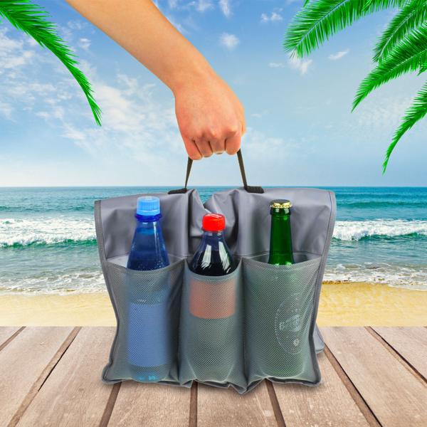 Fahrrad Kühltasche 40x60 cm - für 6 Flaschen/Dosen kühl halten - inkl. Kühlpacks - Polyester robust - leichte Befestigung am Velo für Radtouren