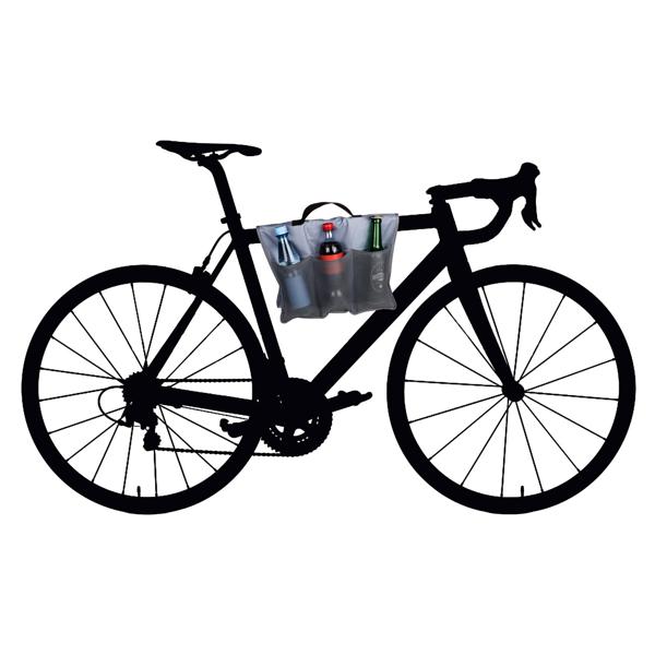 Fahrrad Kühltasche 40x60 cm - für 6 Flaschen/Dosen kühl halten - inkl. Kühlpacks - Polyester robust - leichte Befestigung am Velo für Radtouren