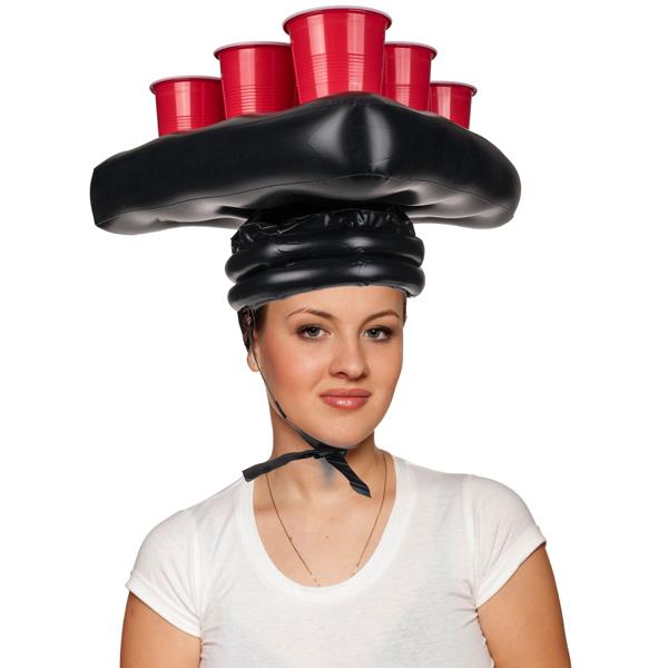 Aufblasbarer Beer Pong Partyhut: Das ultimative Trinkspiel - inkl. 12 Bechern & 2 Bällen - Spass-Garantie für jede Party