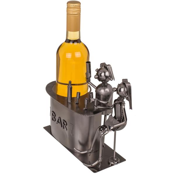 Metall-Flaschenhalter Bar - dekoratives Geschenk & Weinflaschen-Ständer für Küche, Kellerbar, Wohnzimmer - stabiler Halt - 22x10x19.5 cm