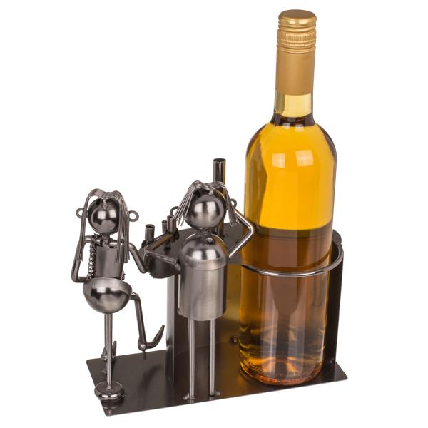 Metall-Flaschenhalter Bar - dekoratives Geschenk & Weinflaschen-Ständer für Küche, Kellerbar, Wohnzimmer - stabiler Halt - 22x10x19.5 cm
