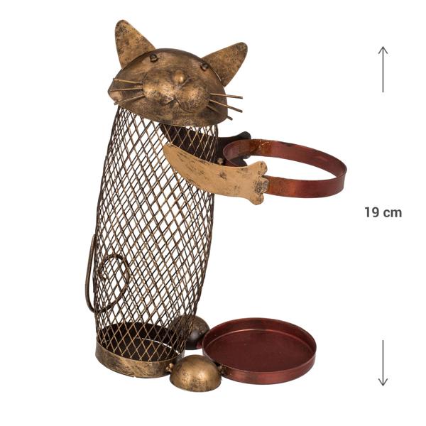 Flaschenhalter Metall Katze - mit Korkensammler & abnehmbarem Kopf - 18x10.5x19 cm - sicherer Halt für 750ml Wein- & Spirituosenflaschen