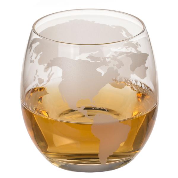 Weltkugel Getränkespender Set: 300 ml Spender, 2 Gläser: Holzständer, Originelles Design, für besondere Getränkemomente