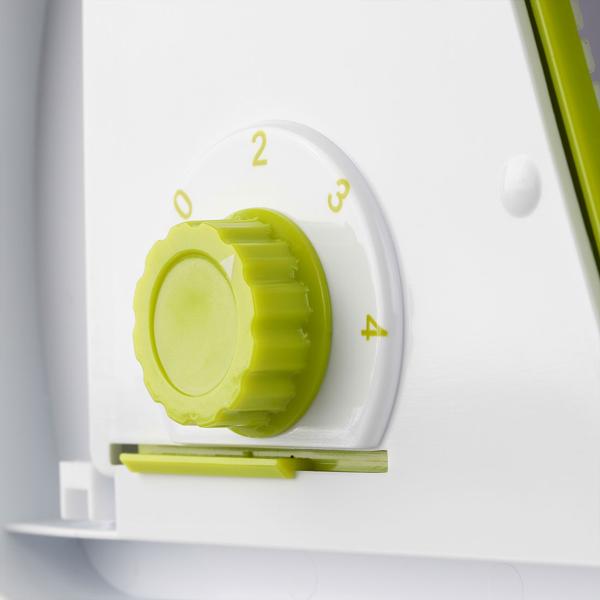 Gemüsereibe Mandoline - 3 Schneiden (Raspeln, Hobeln, Julienne) - Einstellbares Rad für Scheibengrössen - Inkl. Handgriff & Auffangbehälter - Edelstahlklingen