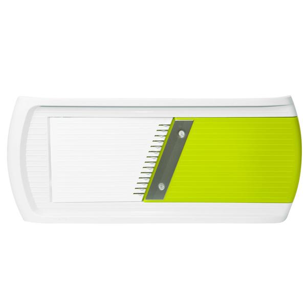 Gemüsereibe Mandoline - 3 Schneiden (Raspeln, Hobeln, Julienne) - Einstellbares Rad für Scheibengrössen - Inkl. Handgriff & Auffangbehälter - Edelstahlklingen