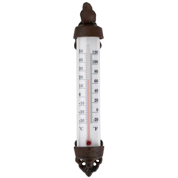 Nostalgisches Wand-Thermometer mit Vogel, Gusseisen – Drehbare Gartenanzeige im Antik-Stil, schmückende Aussendekoration