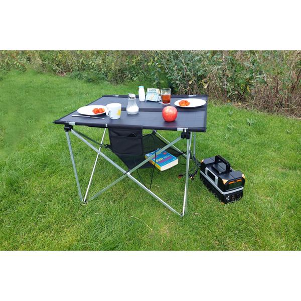 Solar-Campingtisch faltbar 60W - Autarke Energie für Outdoor, Camping & Festivals - 2x USB-A, 1x USB-C, IP54, 4,5 kg, 80,5x66 cm