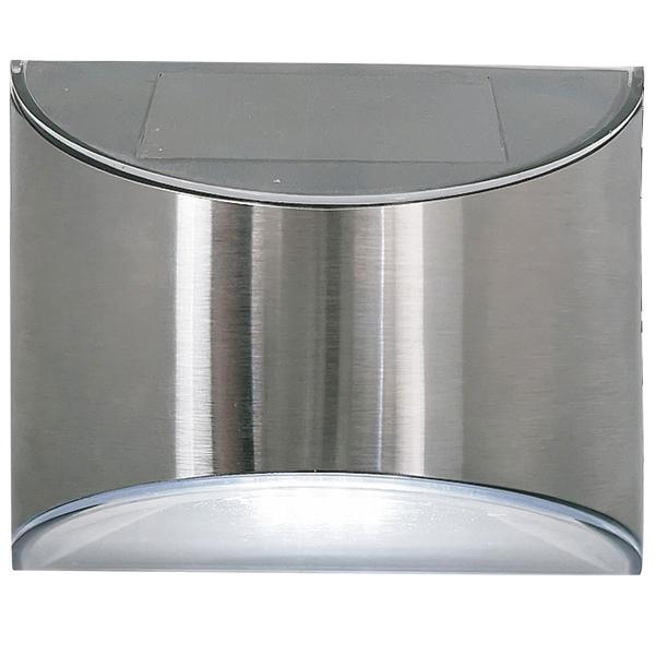 LED-Solar-Wandleuchte Edelstahl - Hausnummernbeleuchtung & Eingangsbereich - Tag/Nachtmodus, IP44, 10x5x8cm, 4x Kaltweiss SMD-LEDs, 1.2V Batterie