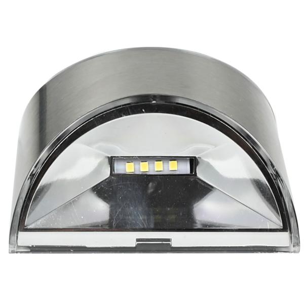 LED-Solar-Wandleuchte Edelstahl - Hausnummernbeleuchtung & Eingangsbereich - Tag/Nachtmodus, IP44, 10x5x8cm, 4x Kaltweiss SMD-LEDs, 1.2V Batterie