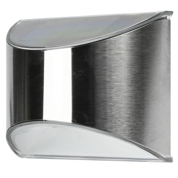 LED-Solar-Wandleuchte Edelstahl - Hausnummernbeleuchtung & Eingangsbereich - Tag/Nachtmodus, IP44, 10x5x8cm, 4x Kaltweiss SMD-LEDs, 1.2V Batterie