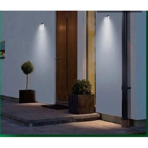 LED-Solar-Wandleuchte Edelstahl - Hausnummernbeleuchtung & Eingangsbereich - Tag/Nachtmodus, IP44, 10x5x8cm, 4x Kaltweiss SMD-LEDs, 1.2V Batterie