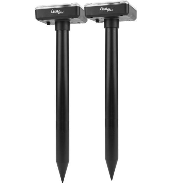 2er-Set Solar-Maulwurf-/Wühlmausvertreiber, 400Hz, IP44: Umweltfreundlich, mit Akku, Effektiver Maulwurfschreck für Garten und Feld
