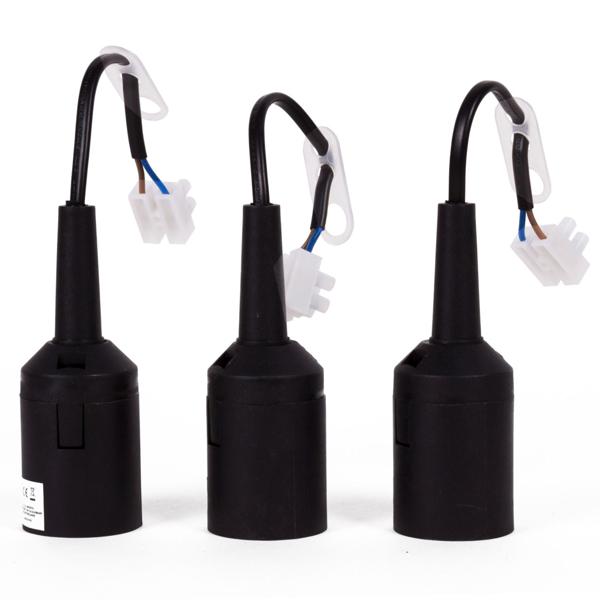 Lampenfassung E27 Gewinde 3er-Set - Ideal für schnelle Lichtmontage, Baustellen, Bastelarbeiten & DIY-Projekte - Schwarz, robust, inkl. Kabel & Aufhänger