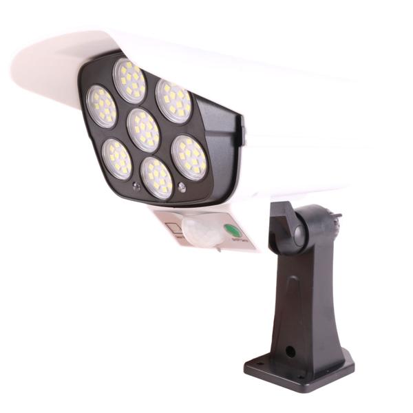 Überwachungskamera Attrappe - Effektive Abschreckung für mehr Sicherheit zuhause - Solar LED-Leuchte mit 3 Lichtmodi & PIR-Sensor - IP44 wetterfest