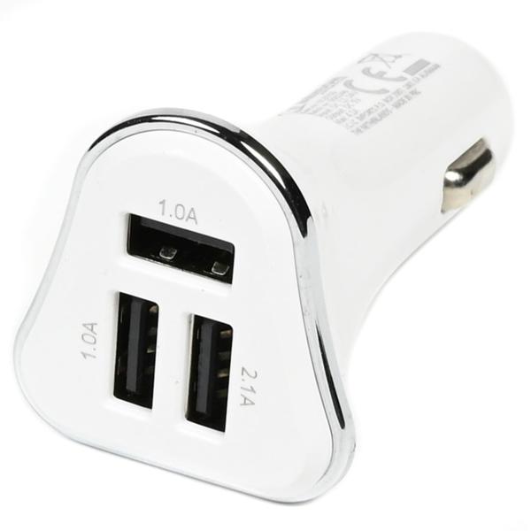 Kfz-USB-Ladegerät - 3 USB-Ports (2x 1.0A, 1x 2.1A) - Lädt Handys, Tablets, Digitalkameras synchron - 12/24V Eingang - max. 4.1A Ausgangsstrom