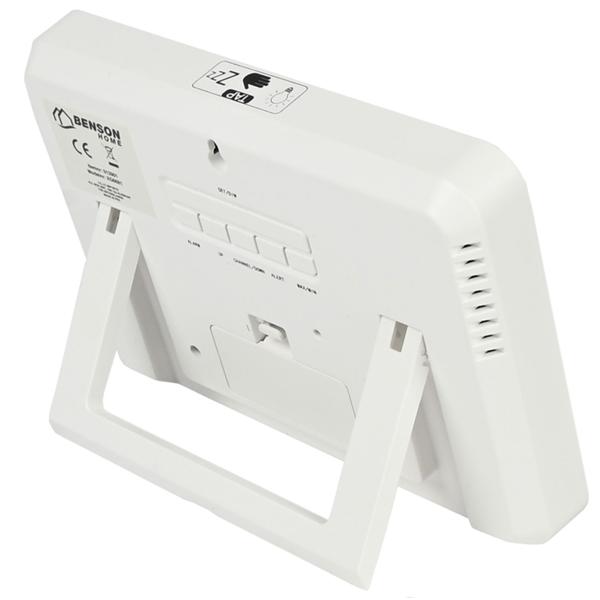 Moderne Wetterstation mit Farb-Display, Aussenfühler & Wecker: Temperatur, Luftfeuchtigkeit, Barometer – stilvolle Wetterüberwachung in Schwarz