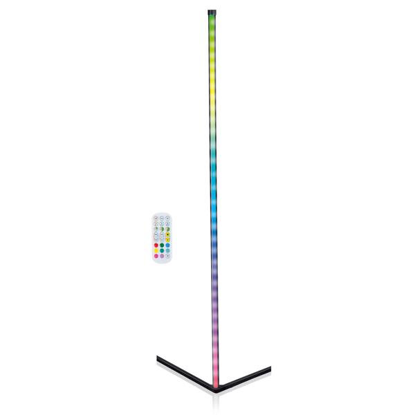 LED-Ecklampe mit RGB-Farben, H 140cm, 15W – Stimmungsleuchte, versch. Farbmodi, dimmbar, Musik-Synchronisation, Ambiente-Beleuchtung