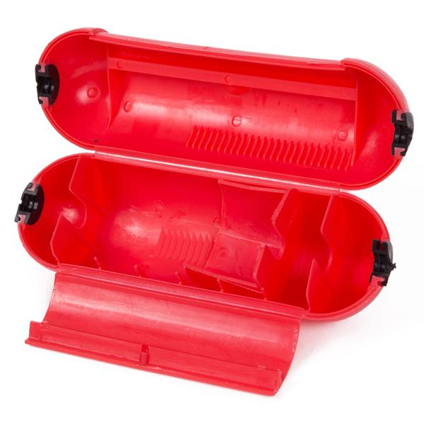 Steckersafe - Robuste wetterfeste Box für sichere Stromverbindungen im Garten & Aussenbereich - Spritzfest - 21x6.5x7cm - Rot