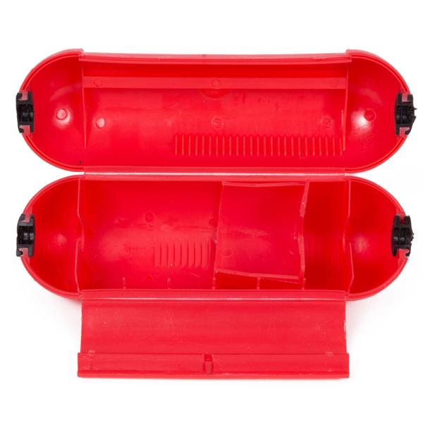 Steckersafe - Robuste wetterfeste Box für sichere Stromverbindungen im Garten & Aussenbereich - Spritzfest - 21x6.5x7cm - Rot