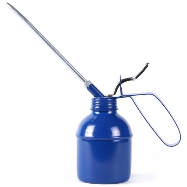 Ölspritzkanne 300 ml - Ölen von Fahrzeugen, Motoren & Maschinen mit Pumpfunktion - Stabile Metallkanne blau - Feste Tülle für dosierte Öl-Abgabe