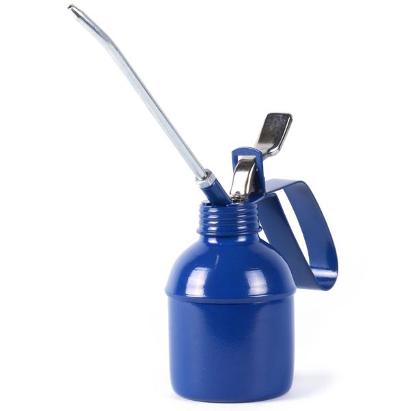 Ölspritzkanne 300 ml - Ölen von Fahrzeugen, Motoren & Maschinen mit Pumpfunktion - Stabile Metallkanne blau - Feste Tülle für dosierte Öl-Abgabe