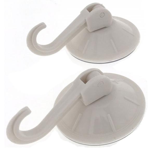 Saugnapf-Haken 2er-Set beige - Max. 2 kg Haltekraft - Einfache Montage ohne Bohren für Küche & Bad - Rückstandslos entfernbar - Ø 5,5 cm