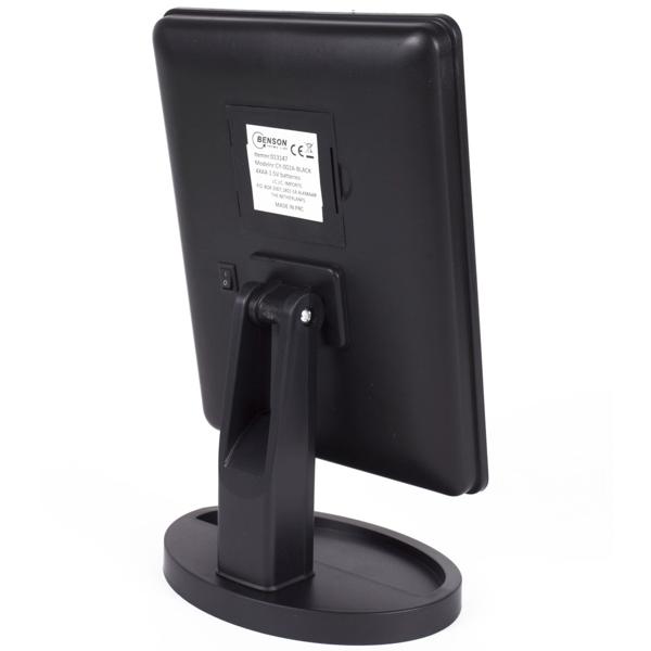 Dimmbarer LED Schminkspiegel, 16 LEDs, 27x17cm, drehbarer Sockel, edles schwarz: Für präzises Make-Up, optimale Beleuchtung