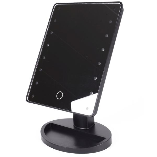 Dimmbarer LED Schminkspiegel, 16 LEDs, 27x17cm, drehbarer Sockel, edles schwarz: Für präzises Make-Up, optimale Beleuchtung